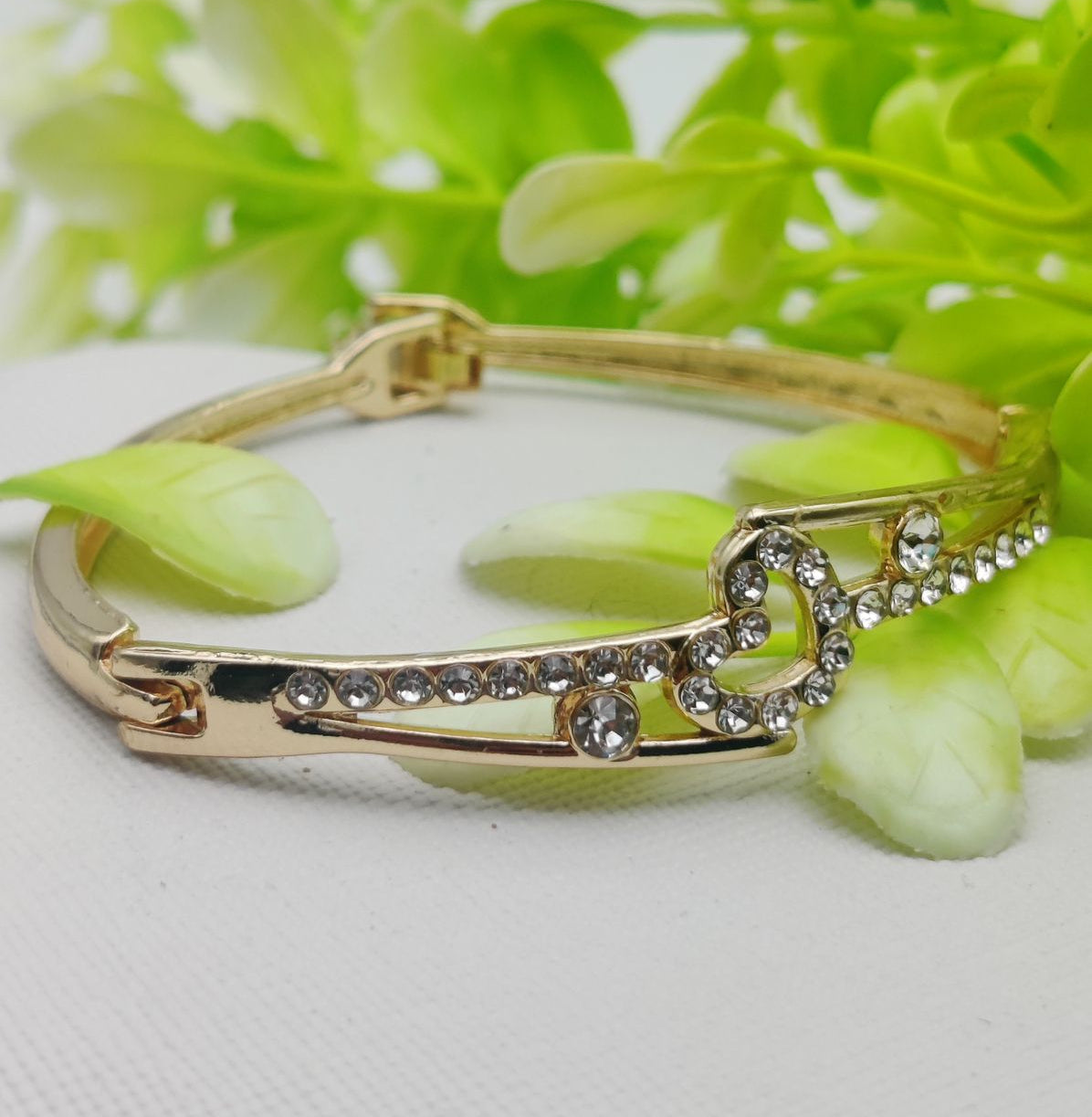Adjustable Crystal Leaf Bracelet - Imported Golden Bracelets -| Best Quality Artificial Bracelet For Girls &amp; Women | Bracelet For Every Occasion | Elegant Design