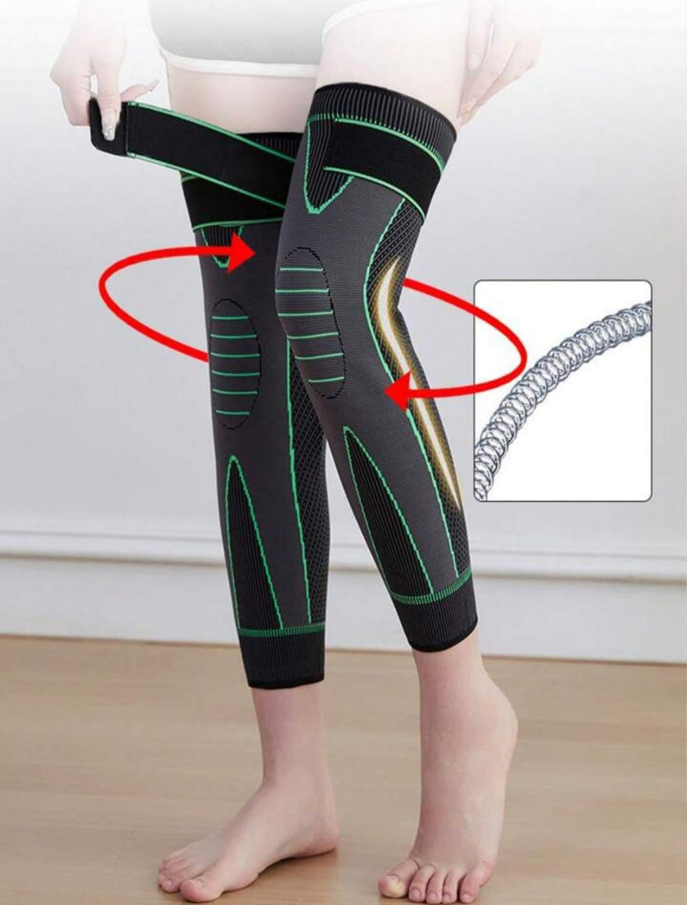 1 Pc Compression Knee Pads Support Sleeve Protector Elastic Kneepad Brace Spring Support Volleyball Running Silicone Long Full Legs Sleeve Arthritis Running Gym Sport (high quality )