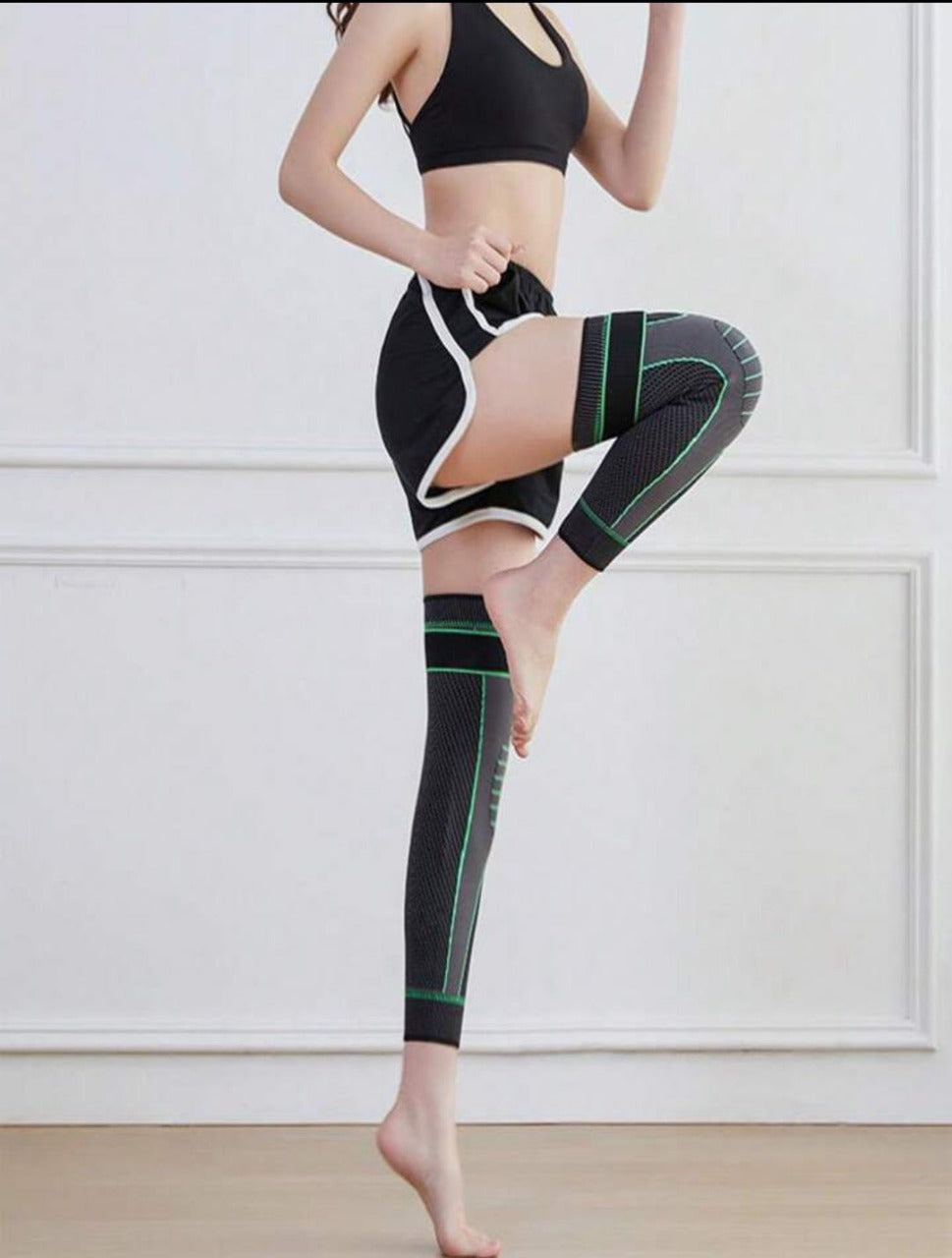 1 Pc Compression Knee Pads Support Sleeve Protector Elastic Kneepad Brace Spring Support Volleyball Running Silicone Long Full Legs Sleeve Arthritis Running Gym Sport (high quality )