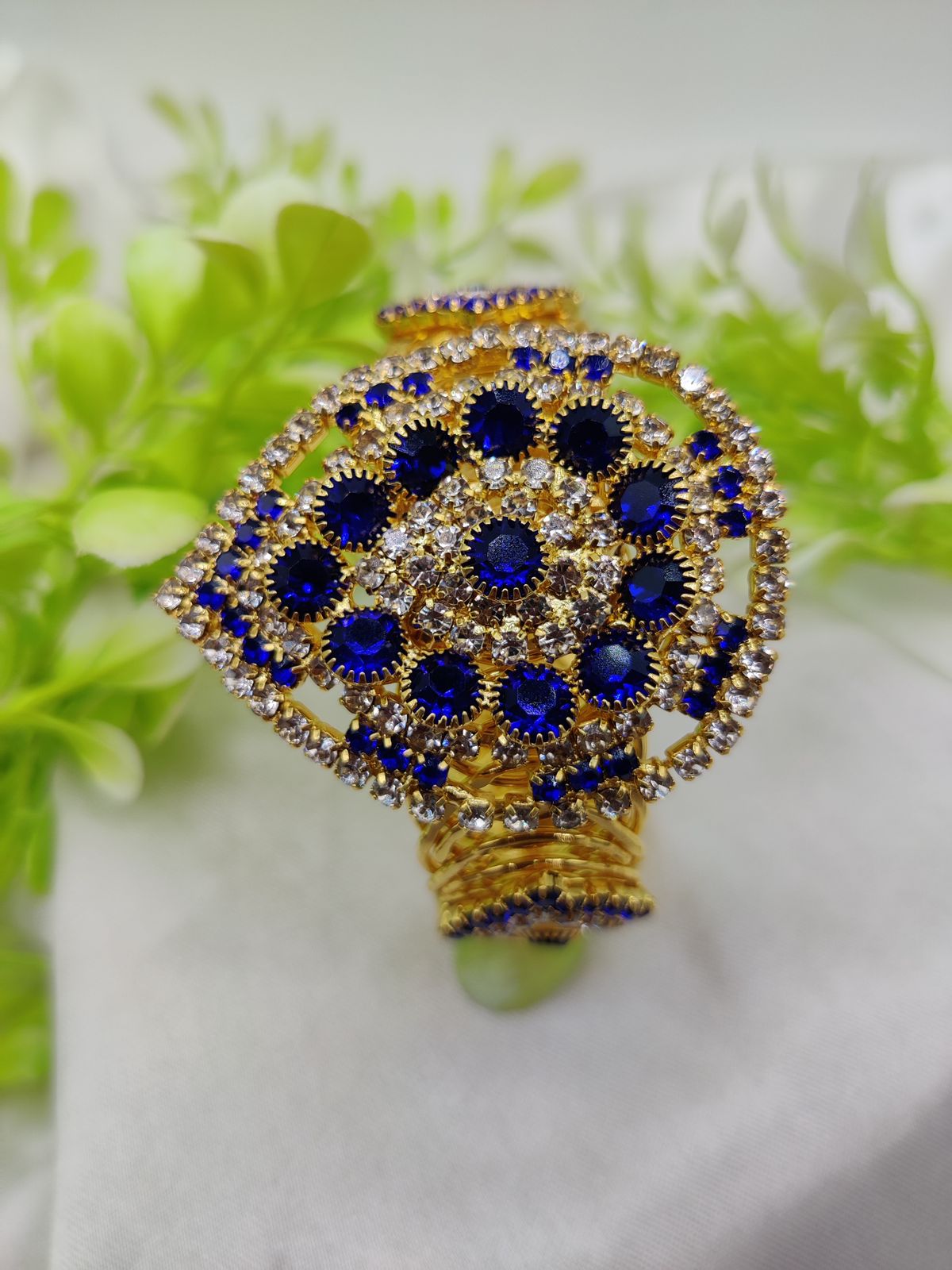 Imported Royal Sapphire Glam Bracelet | Golden Sapphire Elegance Bracelet | Adjustable Bracelet – Best Quality Artificial Bracelet For Girls &amp; Women ( Random Color )