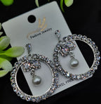 Imported Elegant Earrings  Starburst Pearl,Designs | Best Quality Earrings For Girls &amp; Women | Luxury Look Earrings ( Silver Color )