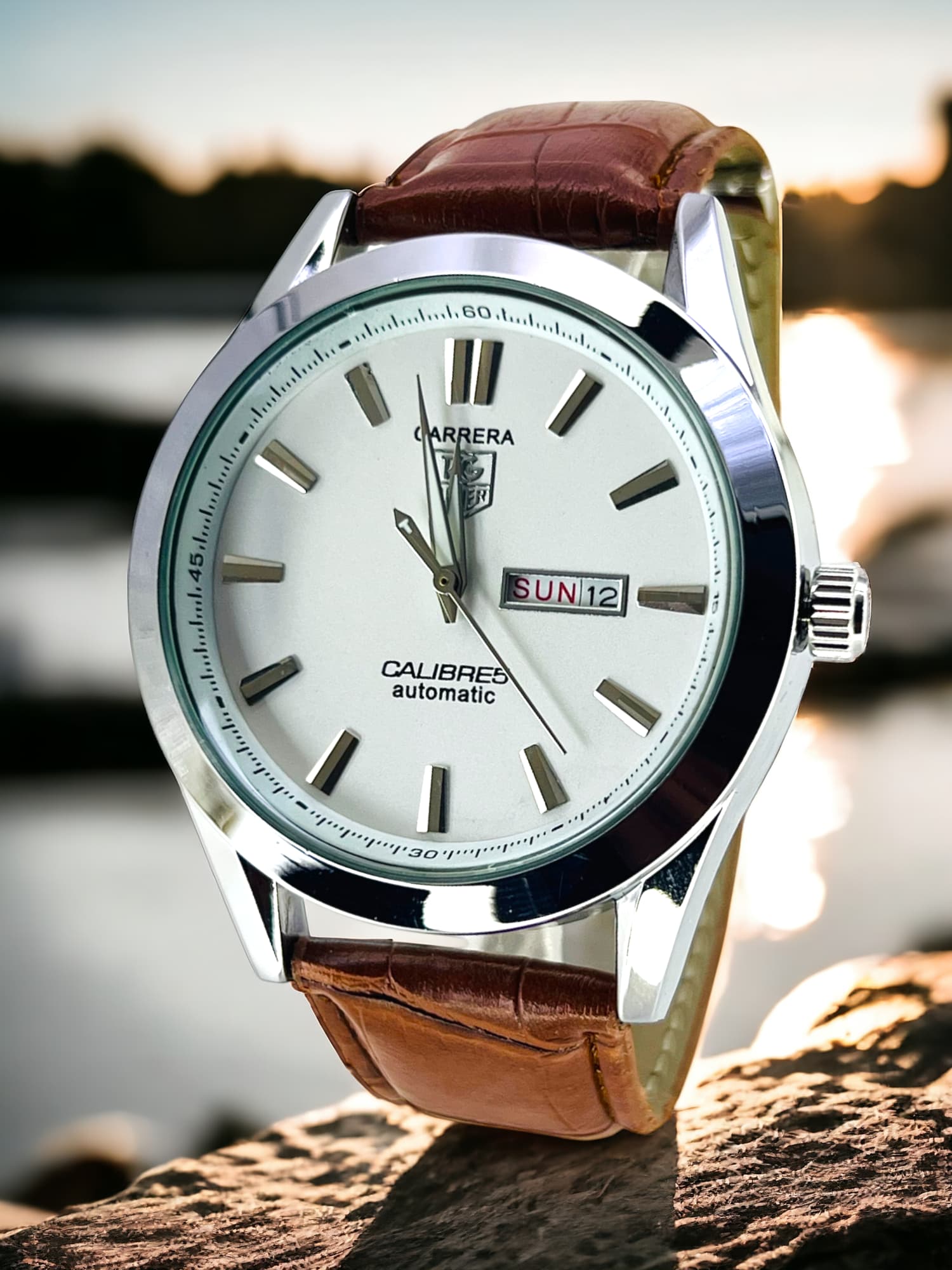 Carrera Calibre 5 - Luxury Swiss Watch With Leather Strap Mens Watch Wrist Watch | Best Quality Men Watch | Best Quality Analog Watch For Men - Without Box