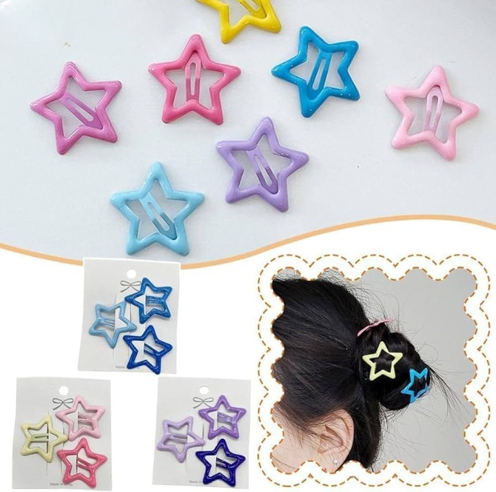 Pack Off 06  Star Design Girl Hair Clip | Hair Clip For Women | Best Quality Hair Clip ( Random Color )