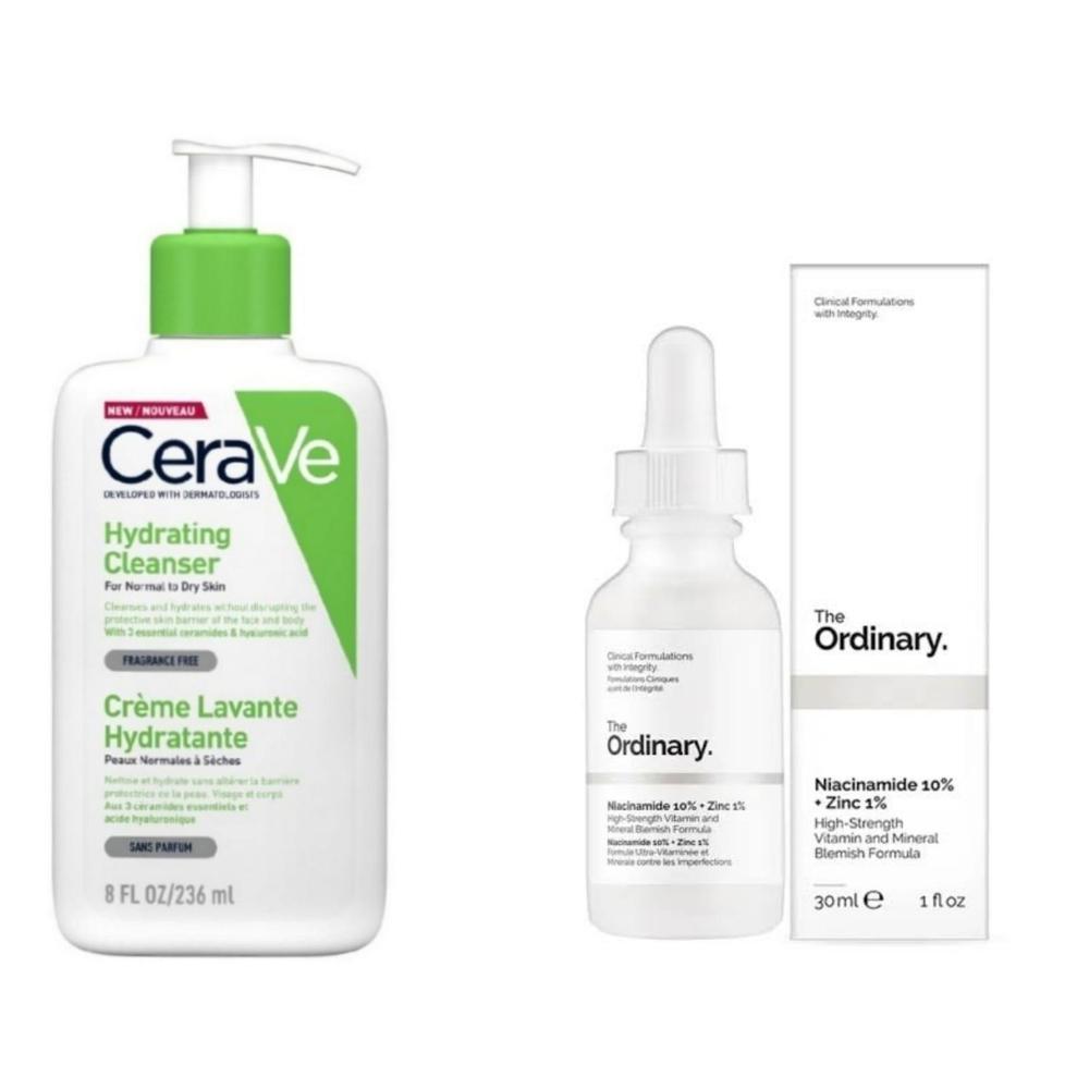 Pack of 2 CeraVe Hydrating Cleanser 236 ml + Niacinamide Serum 30ml Deal | Perfect Deal CeraVe Hydrating Cleanser &amp; Niacinamide Serum