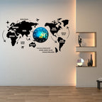 3D Wooden World Map With Esthetic Dial Wall Clock  | Best Quality Wall Clock For Home Decor | Home Decor Clock 40 inch