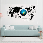 3D Wooden World Map With Esthetic Dial Wall Clock  | Best Quality Wall Clock For Home Decor | Home Decor Clock 40 inch