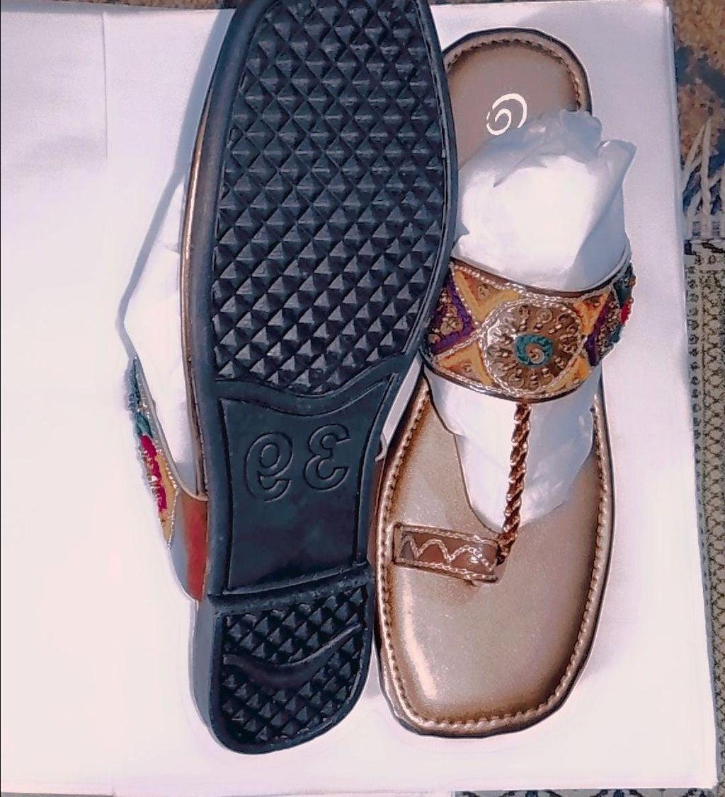 Kolhapuri Chappal Design No. 25-75 – Elegant Beige Color Traditional Footwear (With Box )