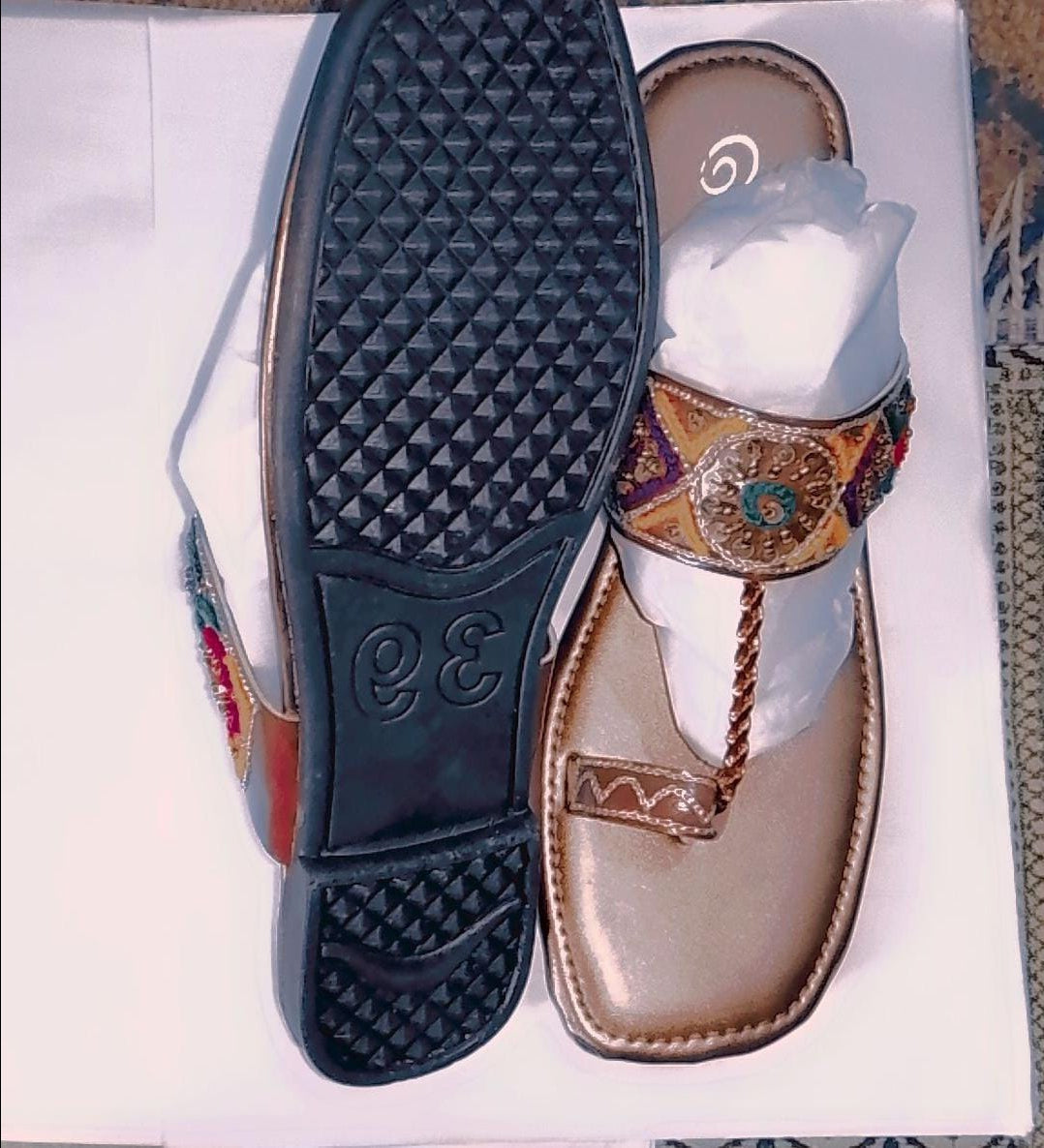 Kolhapuri Chappal Design No. 25-75 – Elegant Beige Color Traditional Footwear (With Box )