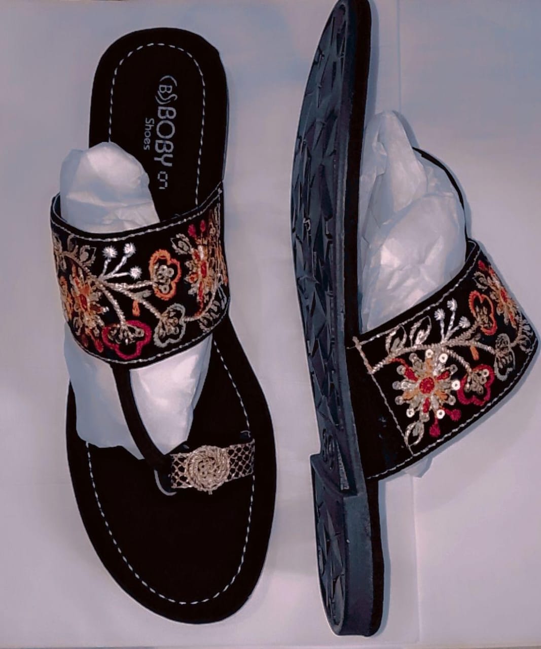 Kolhapuri Slipper Design No. 25-79 – Classic Black Handcrafted Footwear (With Box )