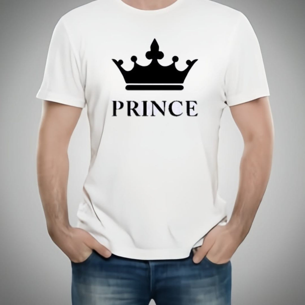 Combo Of King, Queen, Prince &amp; Princes Style White T-Shirt with Cute Design – Best Quality T-Shirts For Girls | T-Shirt For Women - T-Shirt For Boy | T-Shirt For Men