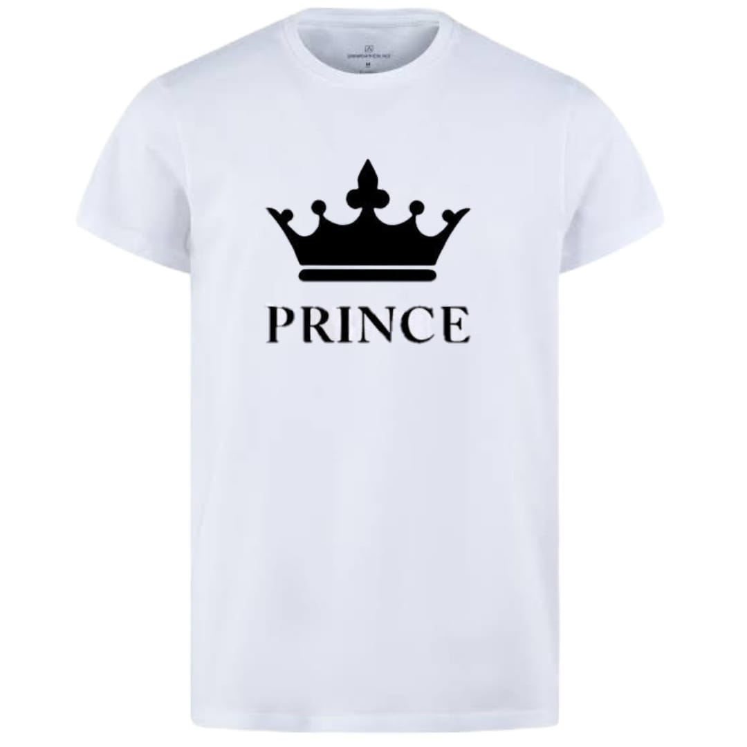 Combo Of Prince &amp; Princes Style White T-Shirt with Cute Design - Prince &amp; Princess Design T-Shirts  – Best Quality T-Shirts For Girls | T-Shirt For Women - T-Shirt For Boy | T-Shirt For Men | Princes T-Shirts  | Prince Design T-Shirt