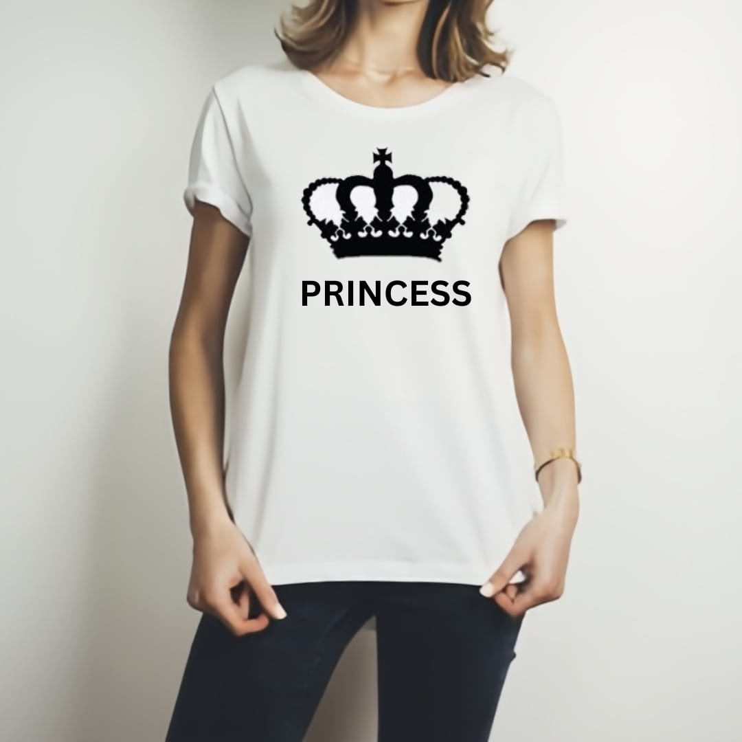 Combo Of King, Queen, Prince &amp; Princes Style White T-Shirt with Cute Design – Best Quality T-Shirts For Girls | T-Shirt For Women - T-Shirt For Boy | T-Shirt For Men