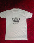 King &amp; Queen Style White T-Shirt - King &amp; Queen Design T-Shirts  – Best Quality T-Shirts For Girls | T-Shirt For Women - T-Shirt For Boy | T-Shirt For Men | King T-Shirts  | Queen Design T-Shirt