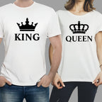 Combo Of King &amp; Queen Style White T-Shirt with Cute Design - King &amp; Queen Design T-Shirts  – Best Quality T-Shirts For Girls | T-Shirt For Women - T-Shirt For Boy | T-Shirt For Men | Queen T-Shirts  | King Design T-Shirt