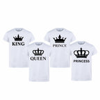 Combo Of King, Queen, Prince &amp; Princes Style White T-Shirt with Cute Design – Best Quality T-Shirts For Girls | T-Shirt For Women - T-Shirt For Boy | T-Shirt For Men