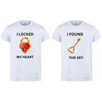 Combo Of My Heart &amp; The Key Style White T-Shirt with Cute Design - Heart &amp; key Design T-Shirts  – Best Quality T-Shirts For Girls | T-Shirt For Women - T-Shirt For Men