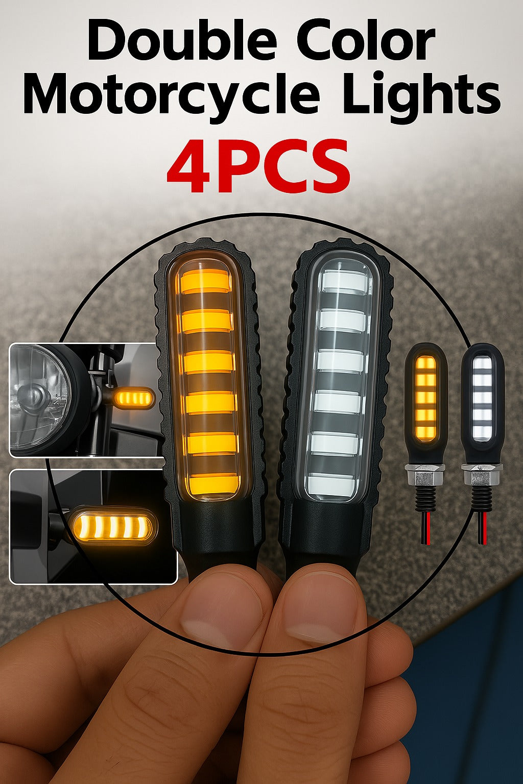 Bike Indicator HeartBeat Running Style With LAVA DRL Yellow-White/Yellow-Red/Yellow-Blue | Fancy Universal Indicator For Motorcycle | Heartbeat Indicator | Mini Fancy Indicator for Bike