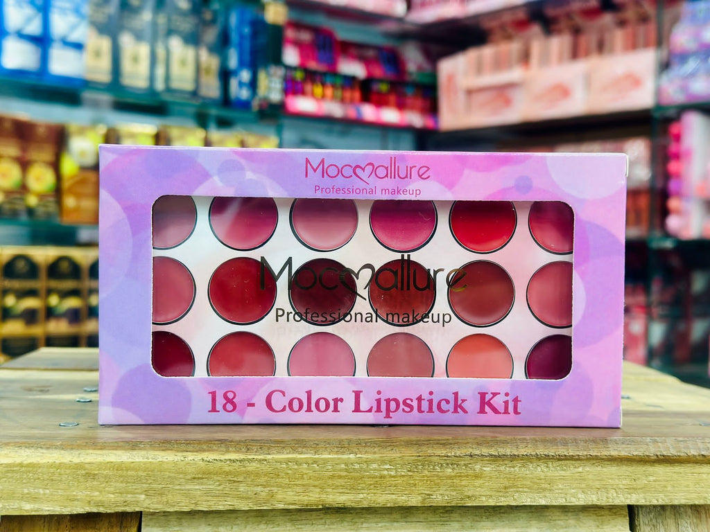 Moccallure Professional 18-Colors Lipstick Kit – Long-Lasting, Hydrating &amp; Compact | Unisex Makeup Set