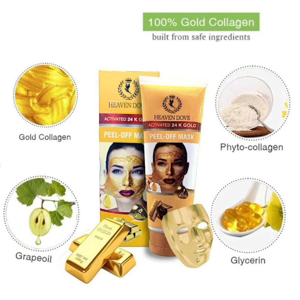 Heaven Original Dove 24K Gold Peel Off Mask – Luxurious Anti-Aging &amp; Deep Cleansing Skincare - 100 ml