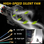 M6 LED Universal Headlight with Fan for All Bikes | universal fitting 3 function High/Low and flasher light