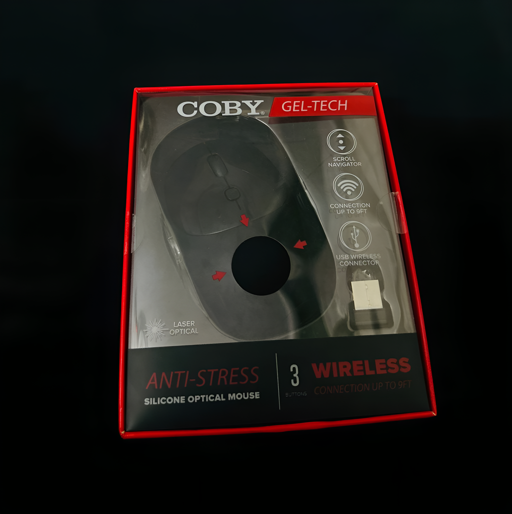 Computer / Laptop Mouse COBY Gel-Tech Anti-Stress Silicon Optical Wireless Mouse - (3-Button | Laser Optical | Wireless Range up to 9ft)