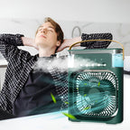Portable Air Conditioner Fan Large Size USB Electric Fan with LED Night Light, Fine Mist Water, and Humidifier Function | Led Night Light Water Mist (Random Color)