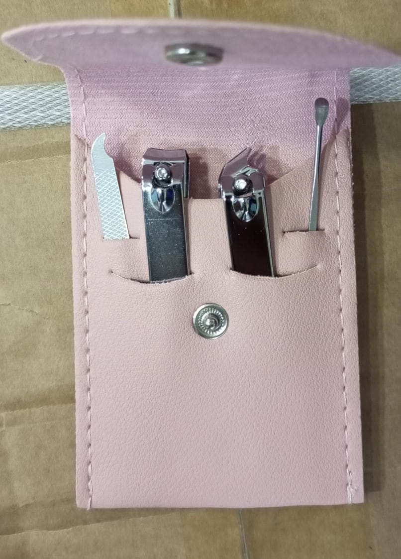4 in 1 Professional Manicure Set 4-Piece Stainless Steel Nail Care Kit – Nail Clippers, Cuticle Nippers, Nail File &amp; Spoon Pusher – Unscented, No Batteries Needed, Non-Electric Tools for Nail Techs &amp; Home Use - Random Color
