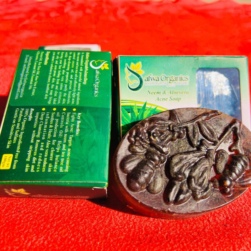 Safwa Organics Neem &amp; Aloe Vera Handmade Soap – Acne-Fighting Natural Cleanser 100g