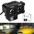 Motorcycle Robot Dual Colour LED Work &amp; Driving Lights – 5000K–6500K Two-Color External Headlights / Fog Lamp