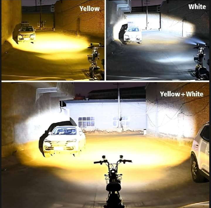 Motorcycle Robot Dual Colour LED Work &amp; Driving Lights – 5000K–6500K Two-Color External Headlights / Fog Lamp