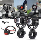 Universal Motorcycle LED Auxiliary Headlight – High/Low Beam Super Bright Fog &amp; Driving Light with Waterproof IP65 Spotlight for All Bikes and Weather Conditions
