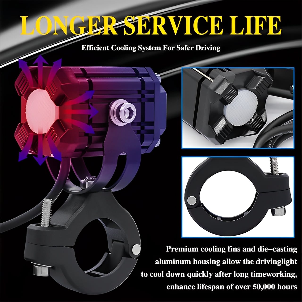 Universal Motorcycle LED Auxiliary Headlight – High/Low Beam Super Bright Fog &amp; Driving Light with Waterproof IP65 Spotlight for All Bikes and Weather Conditions