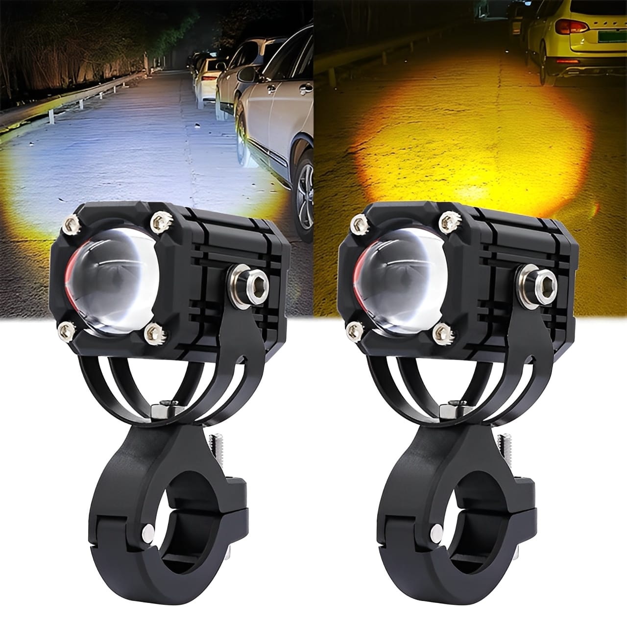 Universal Motorcycle LED Auxiliary Headlight – High/Low Beam Super Bright Fog &amp; Driving Light with Waterproof IP65 Spotlight for All Bikes and Weather Conditions