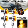 Pack of 4 Universal Motorcycle Turn Signal Indicators | Amber Isharay Lights | Round Fit for 70cc &amp; 125cc Bikes