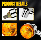 Pack of 4 Universal Motorcycle Turn Signal Indicators | Amber Isharay Lights | Round Fit for 70cc &amp; 125cc Bikes