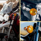 Pack of 4 Universal Motorcycle Turn Signal Indicators | Amber Isharay Lights | Round Fit for 70cc &amp; 125cc Bikes