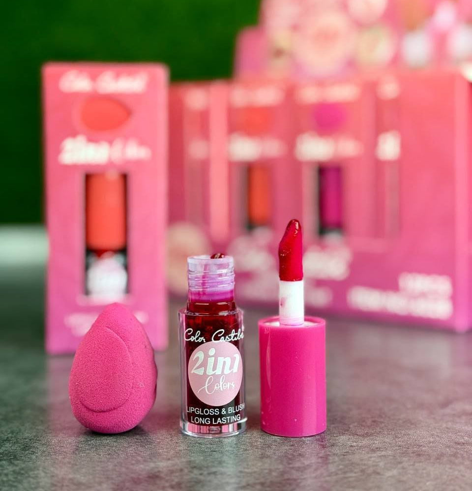 Moccallure Professio2 in 1 Makeup Deal – Color Castile Lip Gloss &amp; Blush | Liquid Beauty Combo | Long-Lasting Radiance | Dual-Use Magicnal 18-Colors Lipstick Kit – Long-Lasting, Hydrating &amp; Compact | Unisex Makeup Set (Copy)