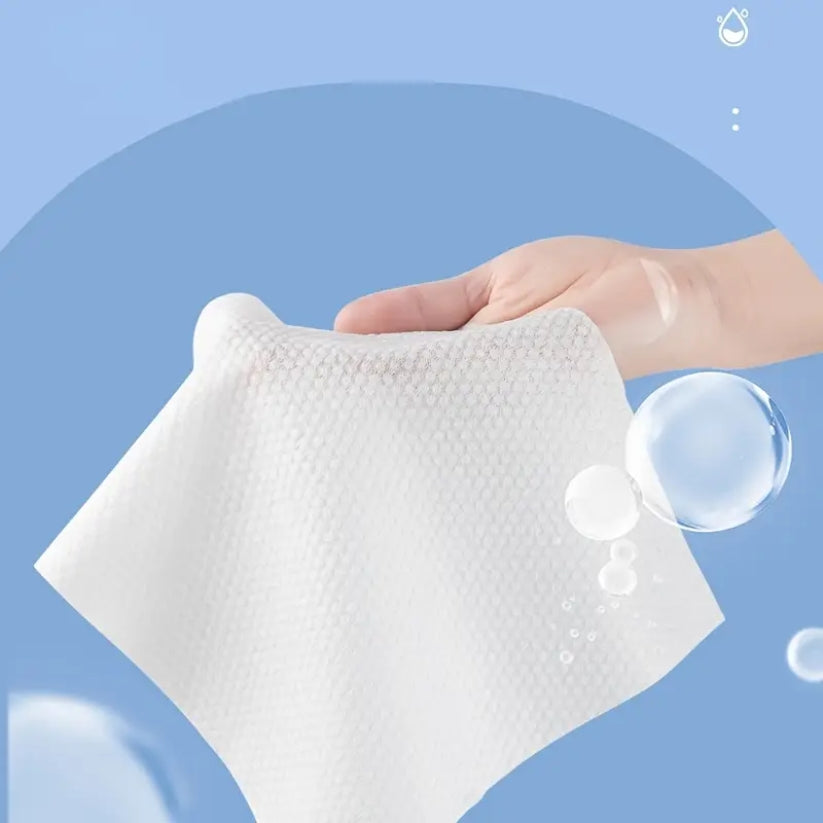 Disposable Face Towel – 70 Pcs Ultra Soft, Thickened Cotton Tissues | Lint-Free, Multi-Purpose Facial Dry Wipes for Skincare, Makeup Removal &amp; Cleansing