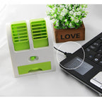Portable Mini AC Air Cooler – USB &amp; Battery Operated | Dual Blower with Ice Tray | Blade-less Cooling Fan for Home, Shop, Kitchen, Table &amp; Outdoor Use