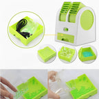 Portable Mini AC Air Cooler – USB &amp; Battery Operated | Dual Blower with Ice Tray | Blade-less Cooling Fan for Home, Shop, Kitchen, Table &amp; Outdoor Use
