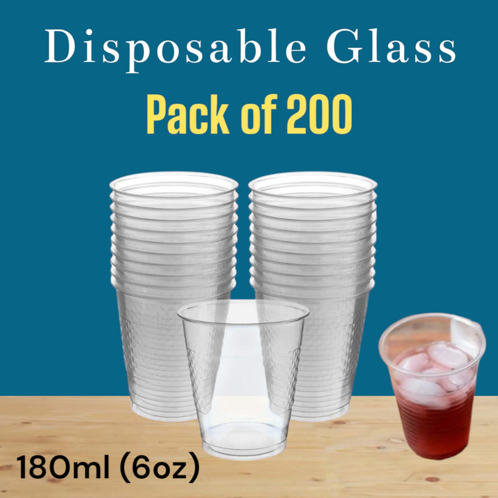 Disposable Drinking Glasses Cups Transparent Plastic [180ml]