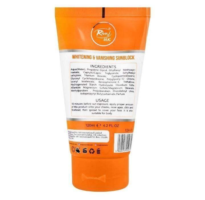 Rivaj Sunblock Whitening &amp; Vanishing SPF60 Ideal for all skin types [150ml]