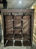 Portable Storage Cabinet 3 Door Large Size 5 by 4 Ft | Aluminum Rods and Fabrics Wardrobe Stand
