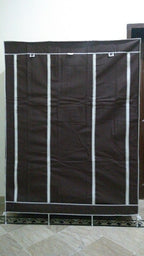 Portable Storage Cabinet 3 Door Large Size 5 by 4 Ft | Aluminum Rods and Fabrics Wardrobe Stand