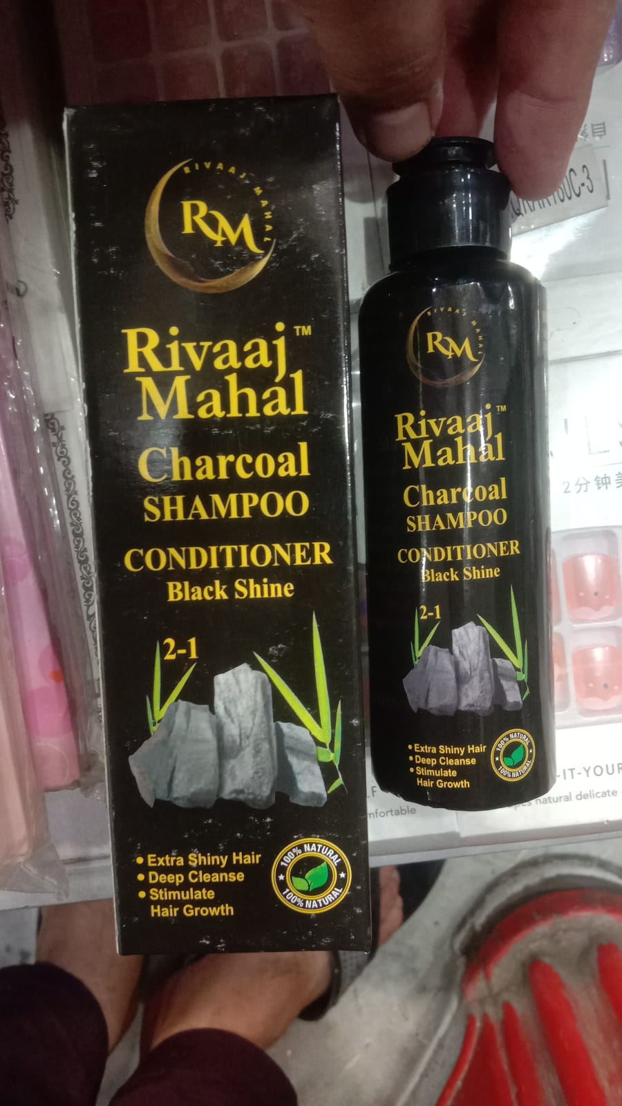 Rivaaj Mahal Charcoal Shampoo + Conditioner – Black Shine Formula for Deep Clean &amp; Smooth Finish 200ml