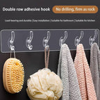 Double Row Adhesive Hook | Transparent Sticky Hook | Wall Hooks Self Adhesive Clothes Coat | Door Hanger Towel Key Holder Bathroom Kitchen Storage Sticker Hook