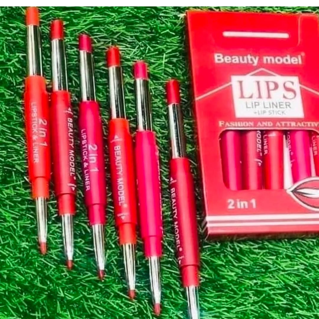 2-in-1 Waterproof Lipstick &amp; Lip Liner – Long-Lasting, All-Day Color | Best Quality ]Waterproof Lipstick [Random Shades]
