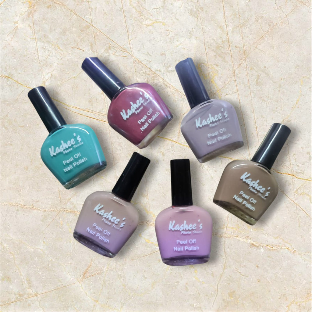 Pack Of 06 Kashee's Nail Polish - Kashee's Nail Paint For Girls - Kashee's Peel Off Nail Paint ( Random Color )