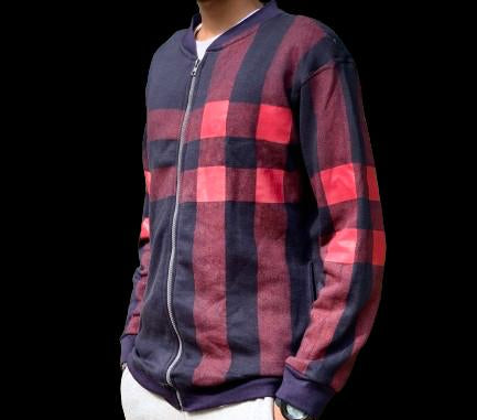 Men's Stylish Zipper Jacket with Contrast Checked Zipper | Jacket For Men's &amp; Boys | Stylish Jacket For Formal &amp; Casual Wear | Checked Design Jacket