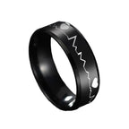 Pack Of 2 Unique heartbeat design charm Ring steenles Steel  band rings For Unisex